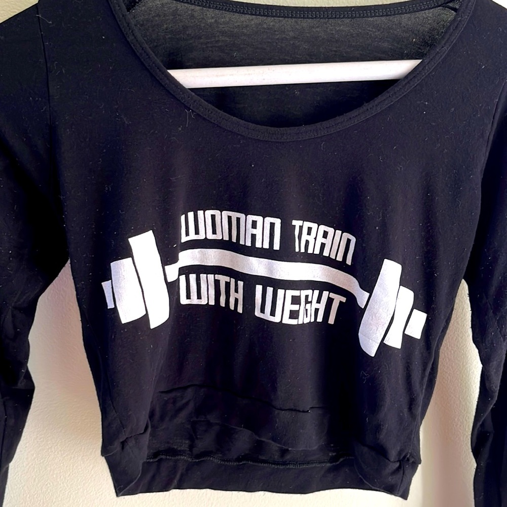Black and white Crop Activewear Top. Medium